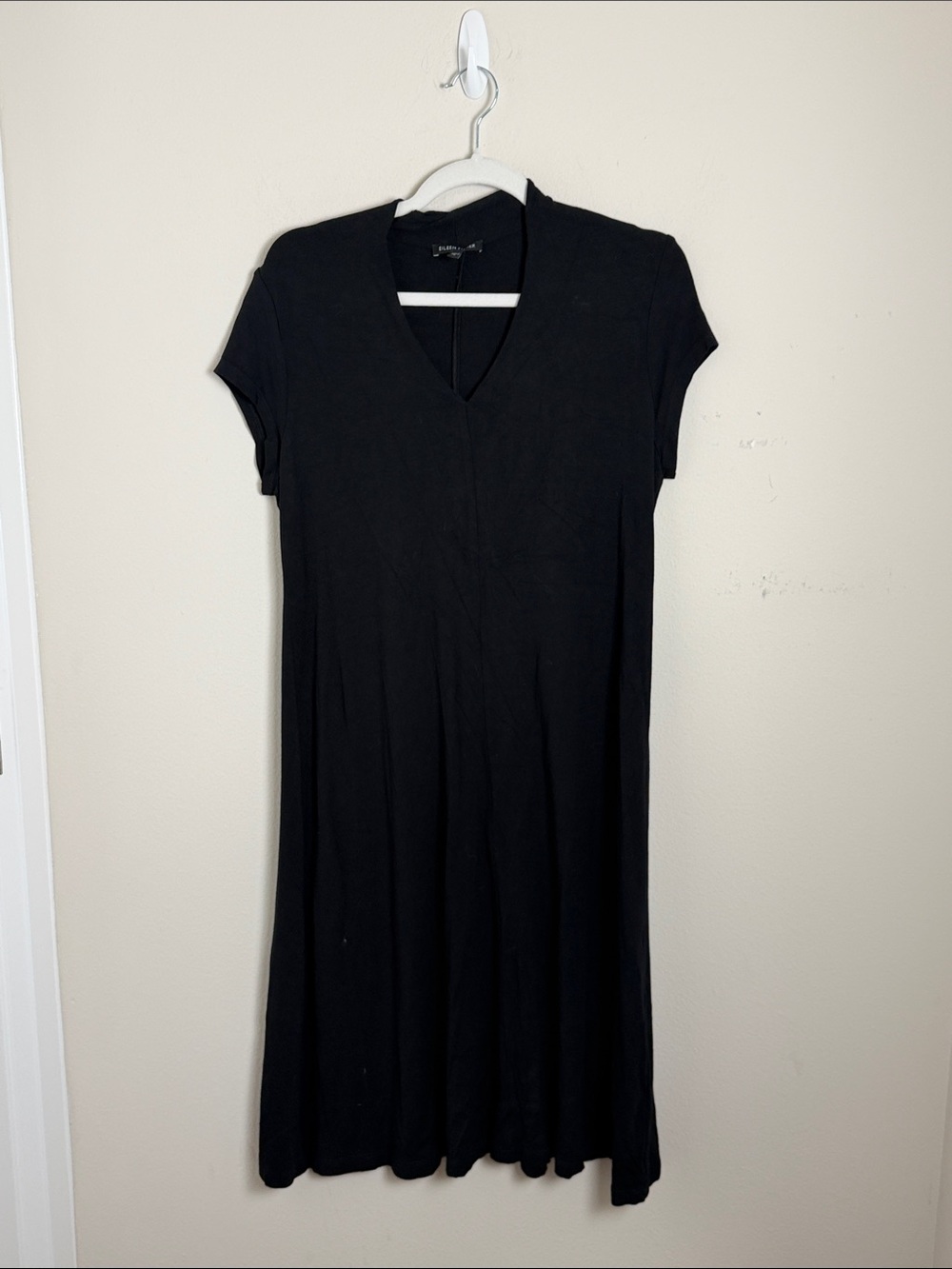 Eileen Fisher Black Tee Shirt Dress Size Small Preppy Contemporary LBD